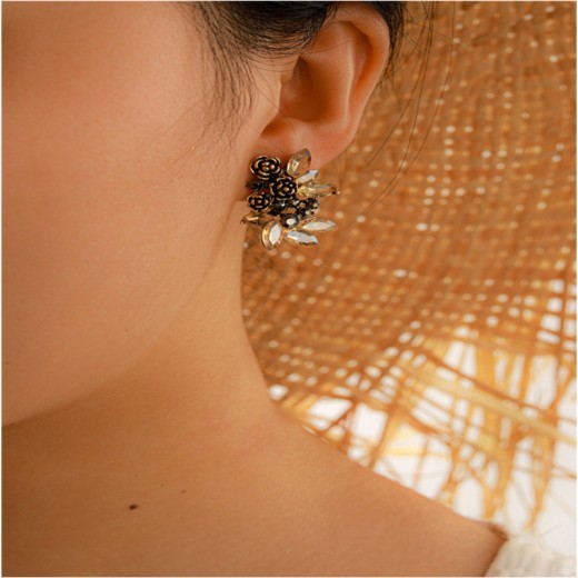Alloy Rose Rhinestone Earring
