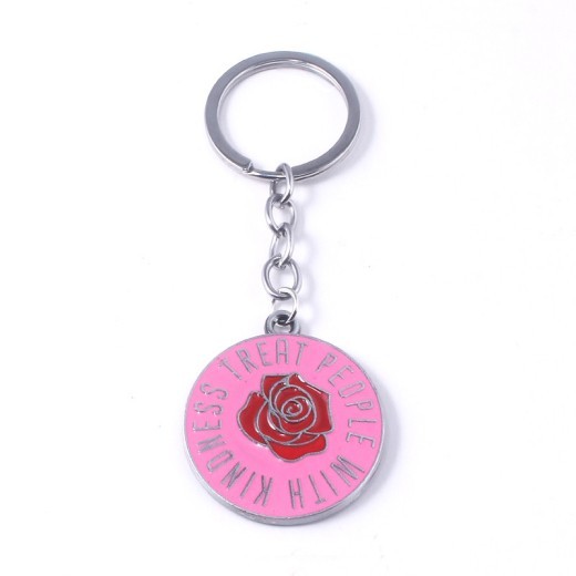 Red rose flower keychain