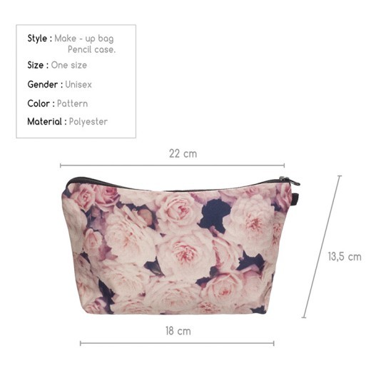 Printed Rose Cosmetic Bag