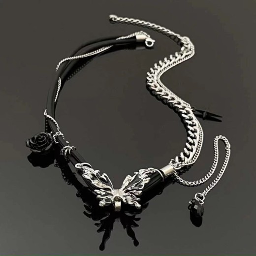 Women's Fashion Butterfly Rose Necklace