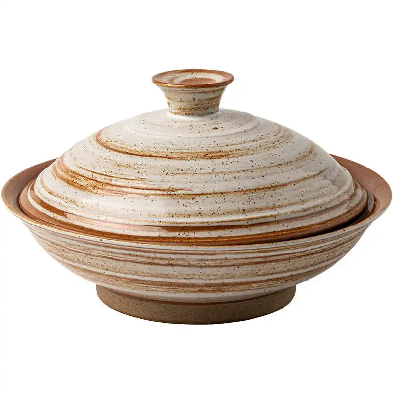 Restaurant Featured High Leg Commercial Ceramic Stoneware Bowl With Lid