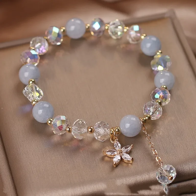 Shiny Zircon Flower Pendant Bracelet