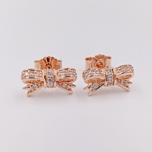 Rose gold bow stud earrings