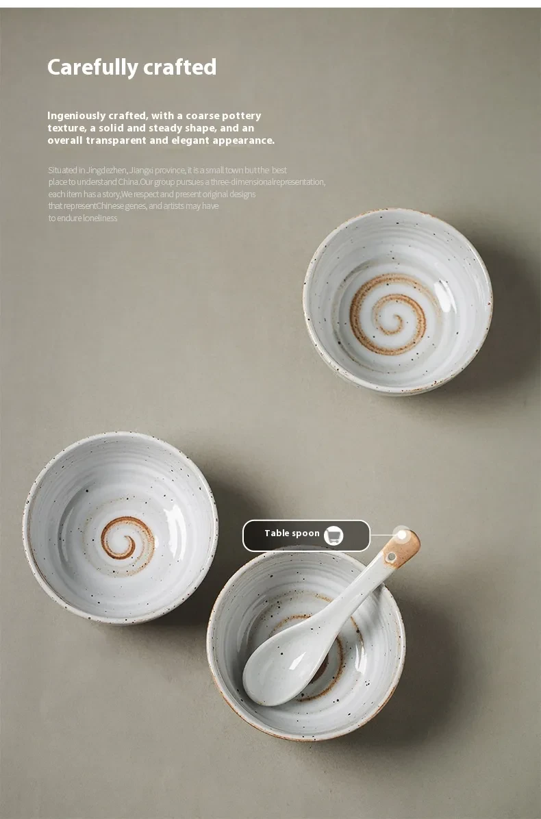 Ceramic Tableware 5-inch Household Rice Retro Small Soup Eating Bowl