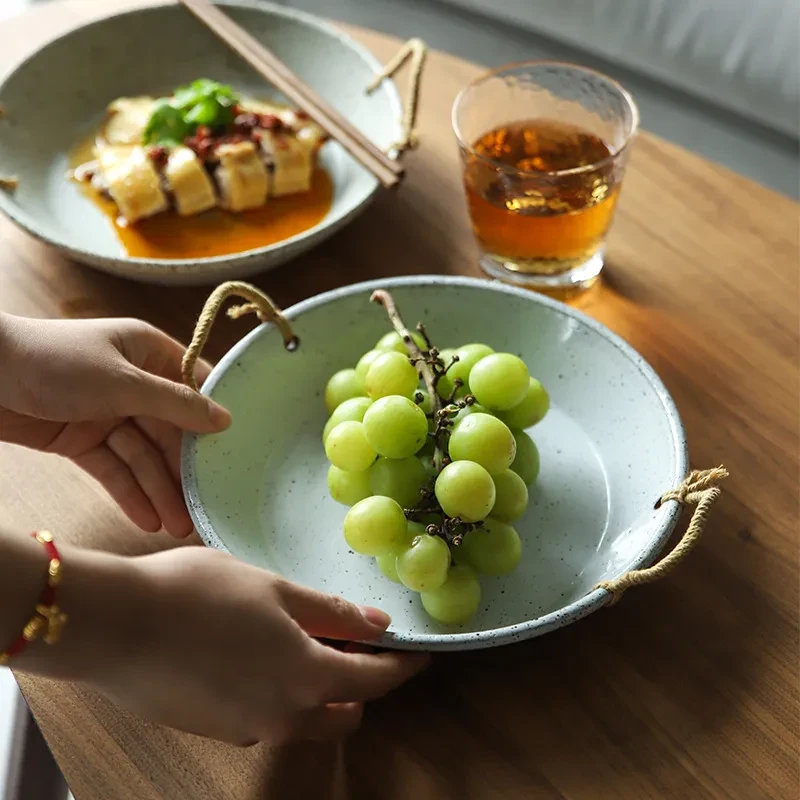 Creative Binaural Retro Hemp Rope Ceramic Bowl