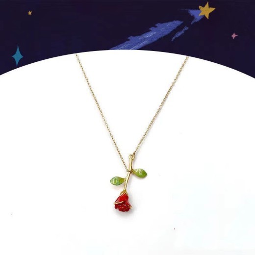 Women's Handmade Jewelry Rose Hand Painted Necklace