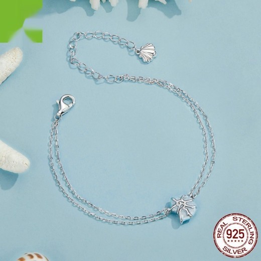 Blue Conch Hand Casual Style S925 Sterling Silver Double Layer