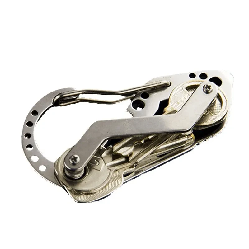 Portable EDC Tools Outdoor Multi-eye Climbing Button Carabiner Multi-functional Stainless Steel