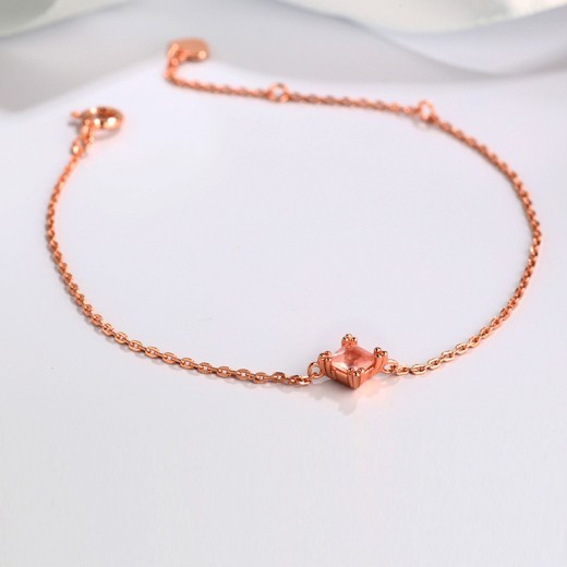 Natural Rose Gold Crystal Square Bracelet
