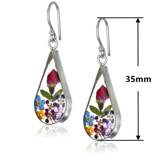Drop-shaped Rose Dry Flower Earrings