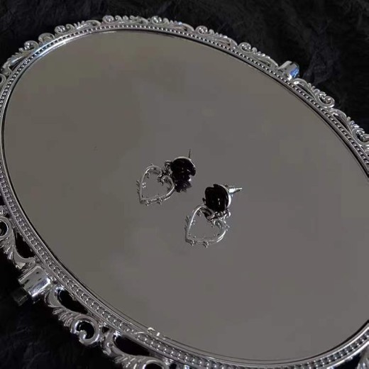 Dark Vintage Thorns Rose Love Earrings