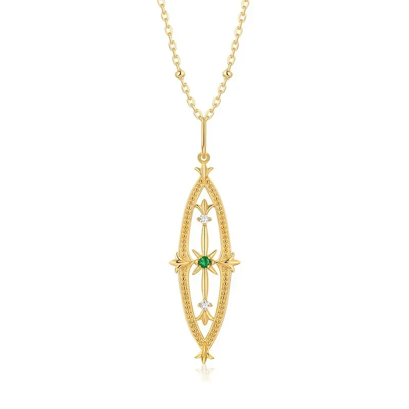 Natural Emerald Hollow Cross Pendant