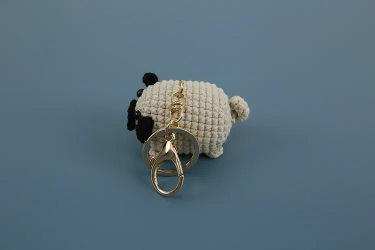 Pug Dog Hand-woven Doll Pendant Woven Women's Wool Crocheted Keychain Exquisite Hand-made Finished Product