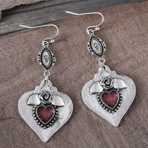 Exquisite Retro Rose Heart-shaped Pendant Earrings For Women