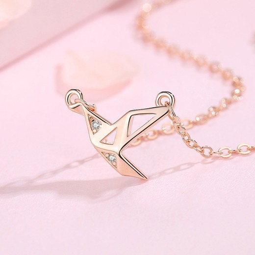 Thousand Paper Crane Necklace Female Sterling Silver Tide Rose Gold