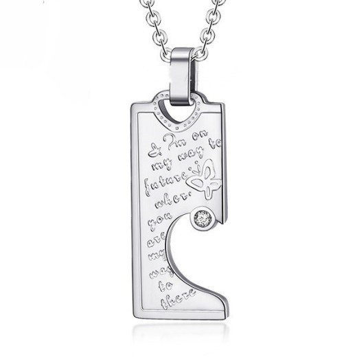 Exclusive For Your Necklace Fine Steel Lover Pair Refined Silver,rose Gold