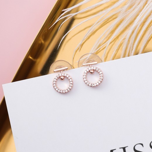 Rose Gold Ring Earrings Female Temperament Goddess Fan Korea Delicate Small Earrings