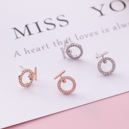 Rose Gold Ring Earrings Female Temperament Goddess Fan Korea Delicate Small Earrings