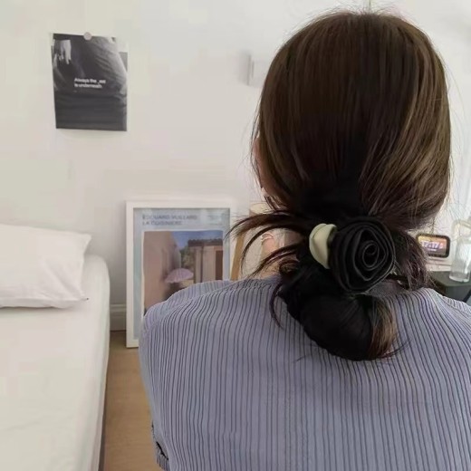 Satin Retro Rose Hair Ring Headdress French Flower Simple