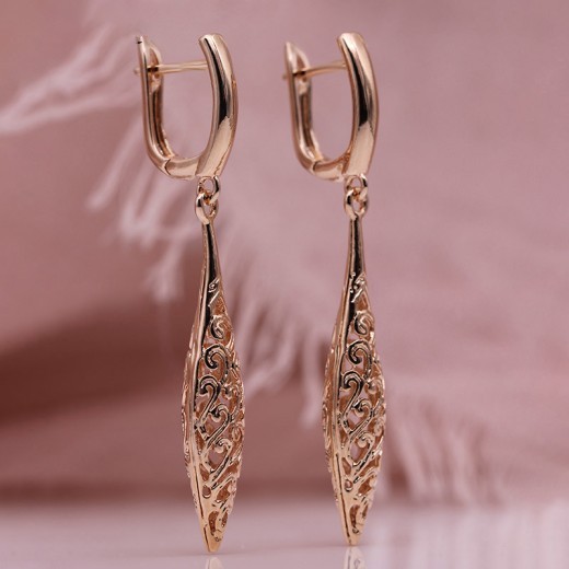 Fashion and Fashion Of Armour Wood Hollow Out Bullet Shaped Rose Gold Earrings