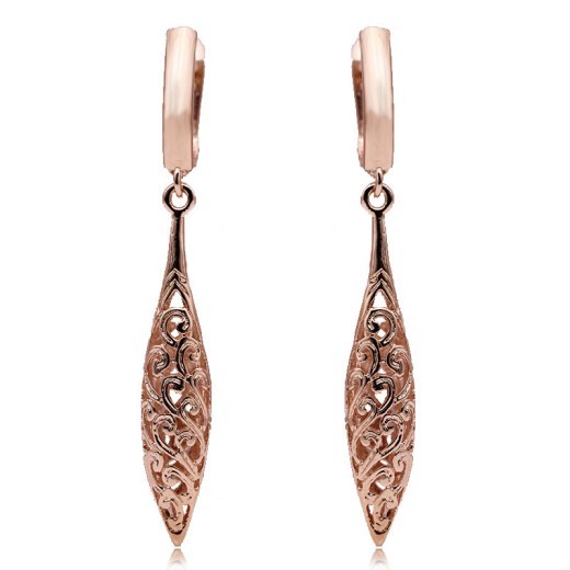 Fashion and Fashion Of Armour Wood Hollow Out Bullet Shaped Rose Gold Earrings