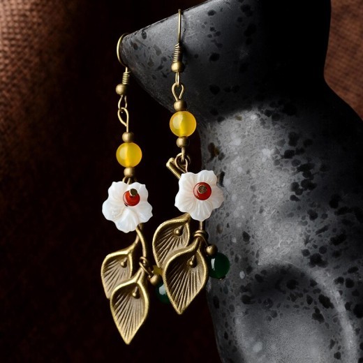 Metal tree vine earrings