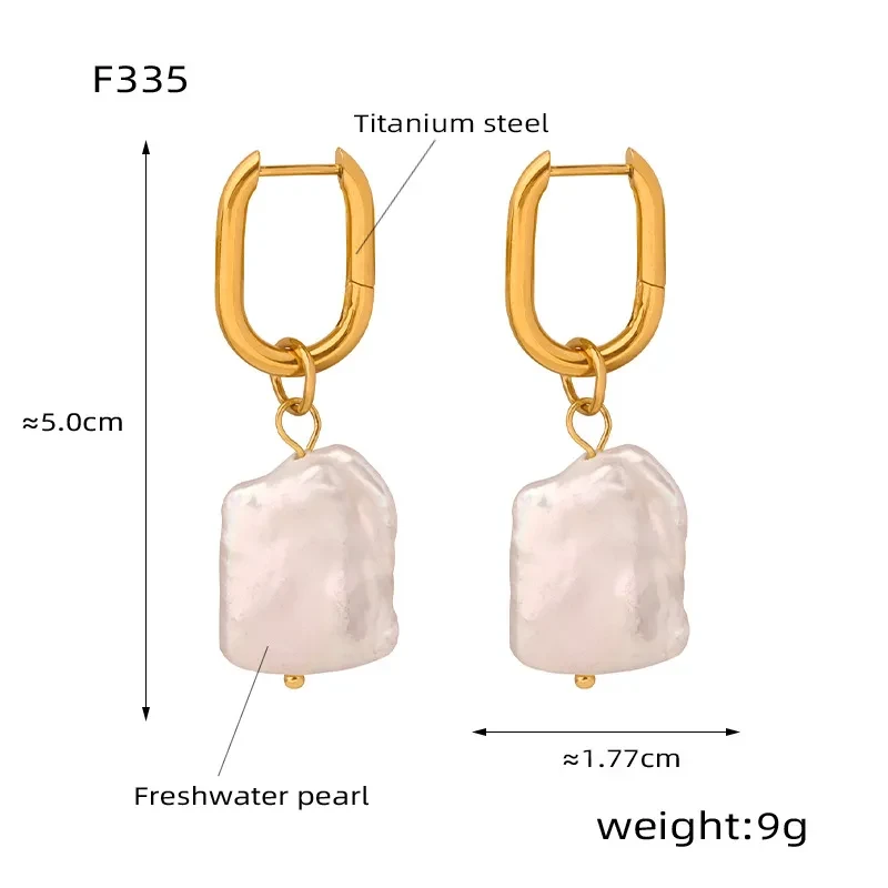 Retro Affordable Luxury Personality Titanium Steel Gold-plated Irregular Pearl Earrings