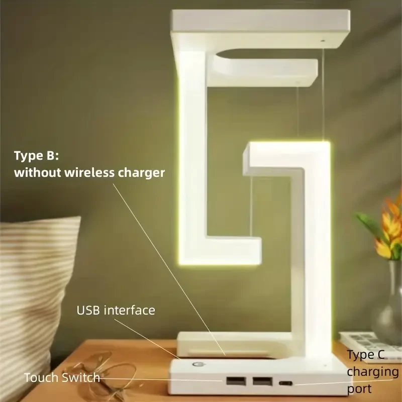 LED Table Lamp - Suspended Anti-Gravity Wireless Charging Desk Light