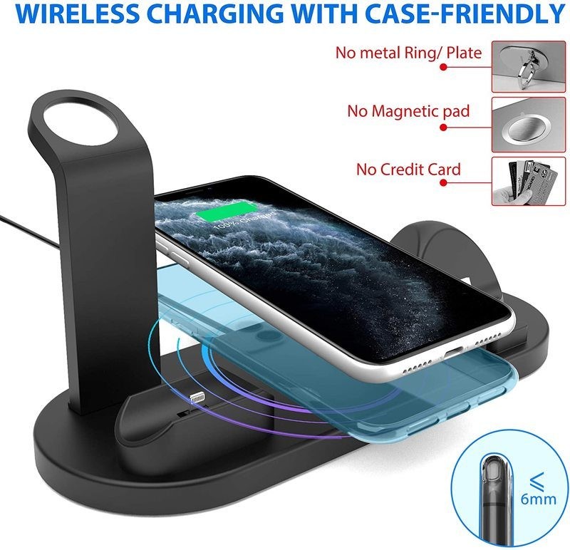 Wireless Charging Dock Station 4 in 1 iPhone AirPod Apple Watch Charger