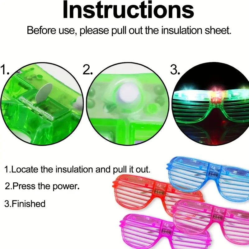 24pcs LED Light-Up Party Glasses - Neon Flashing Shutter Shades