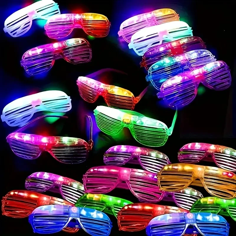 24pcs LED Light-Up Party Glasses - Neon Flashing Shutter Shades