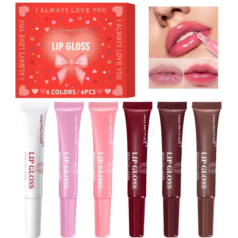 6pcs MISS FACTORX Lip Gloss Set for Women