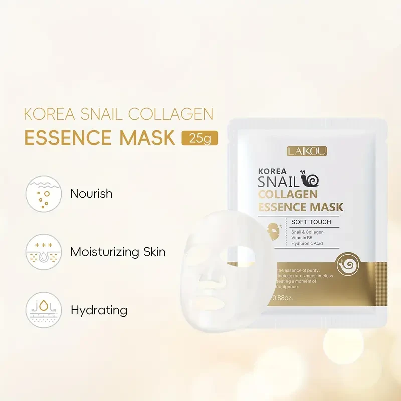 20pcs LAIGKU KOREA SNAIL COLLAGEN ESSENCE MASK - Deep Moisturizing & Nourishing