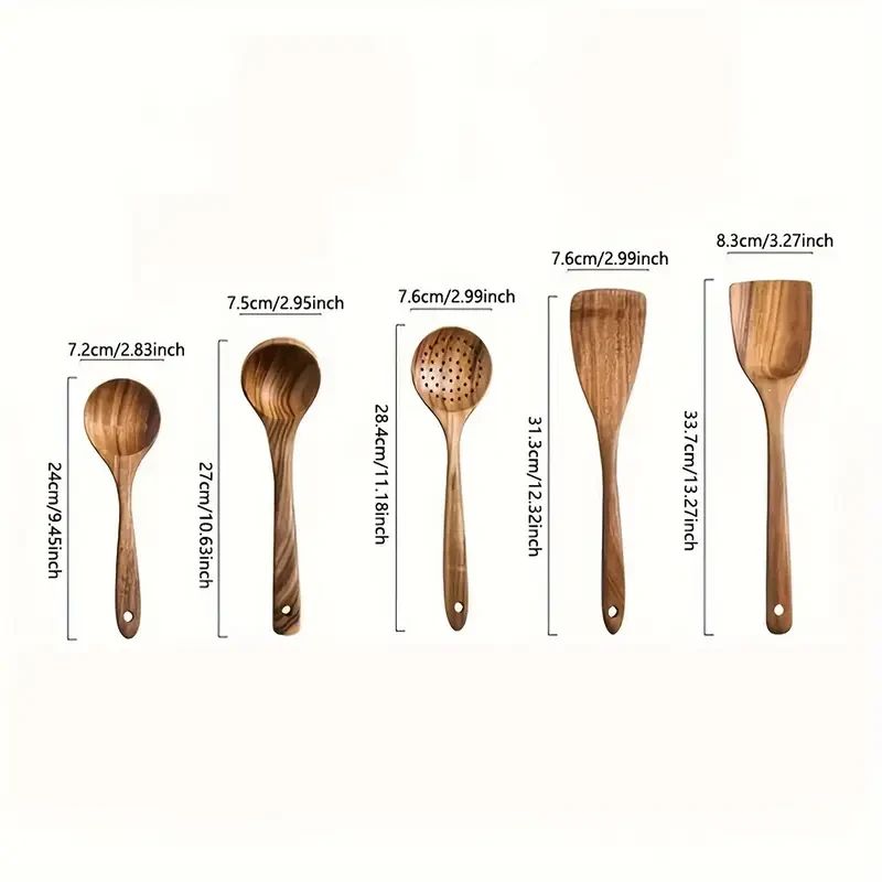 AIUHI 5pcs Wooden Kitchen Utensils Set