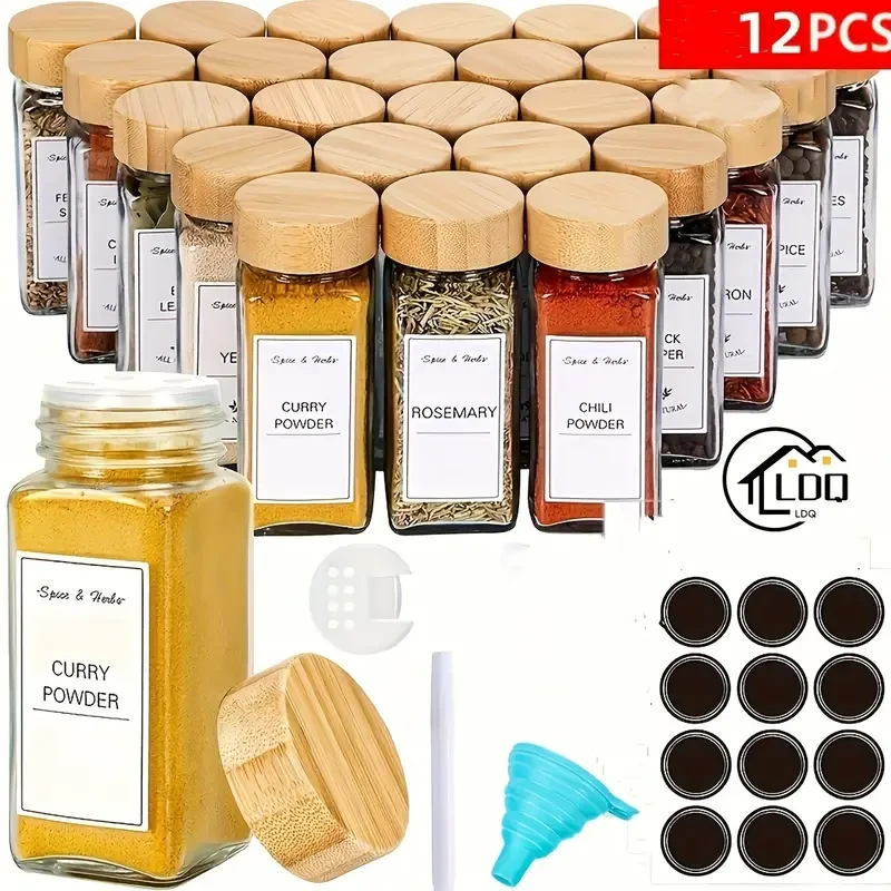 12pcs LDQ Glass Spice Jars