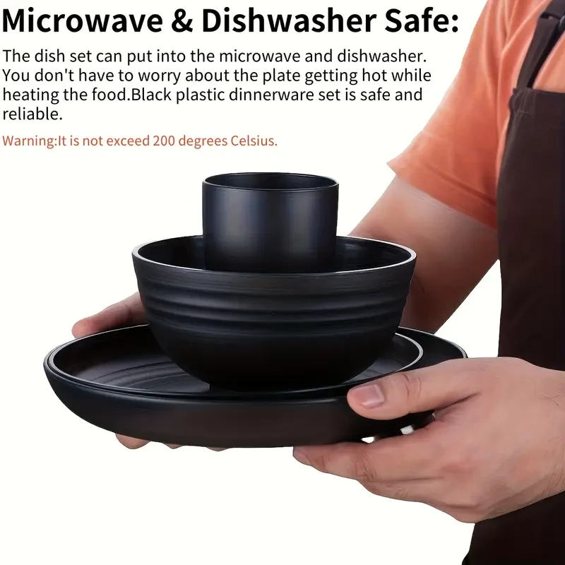 16pcs Wheat Straw Dinnerware