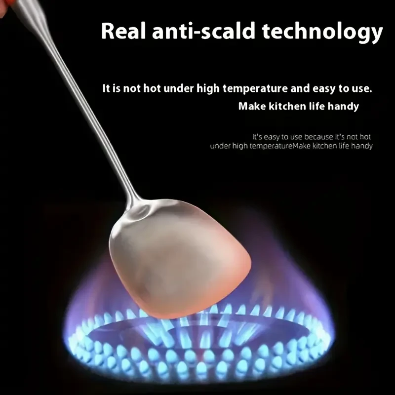 YUHUPHYLLIC Stainless Steel Kitchen Utensil Set with Wooden Handles