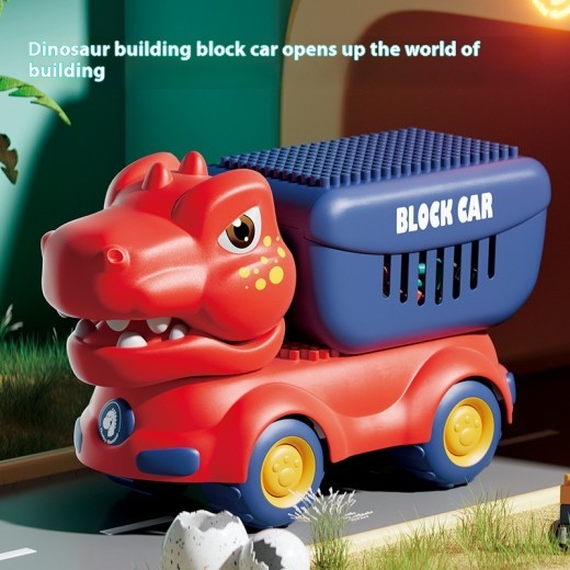 Dinosaur Unit Blocks On Wheels Children's Puzzle Large Particle Assembly Multi-function