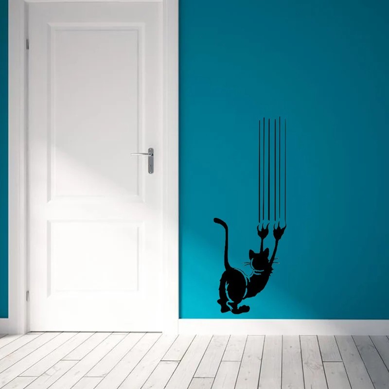 Cute Cat Wall Sticker - Removable Kitty Decals for Door/Wall Home Decoration