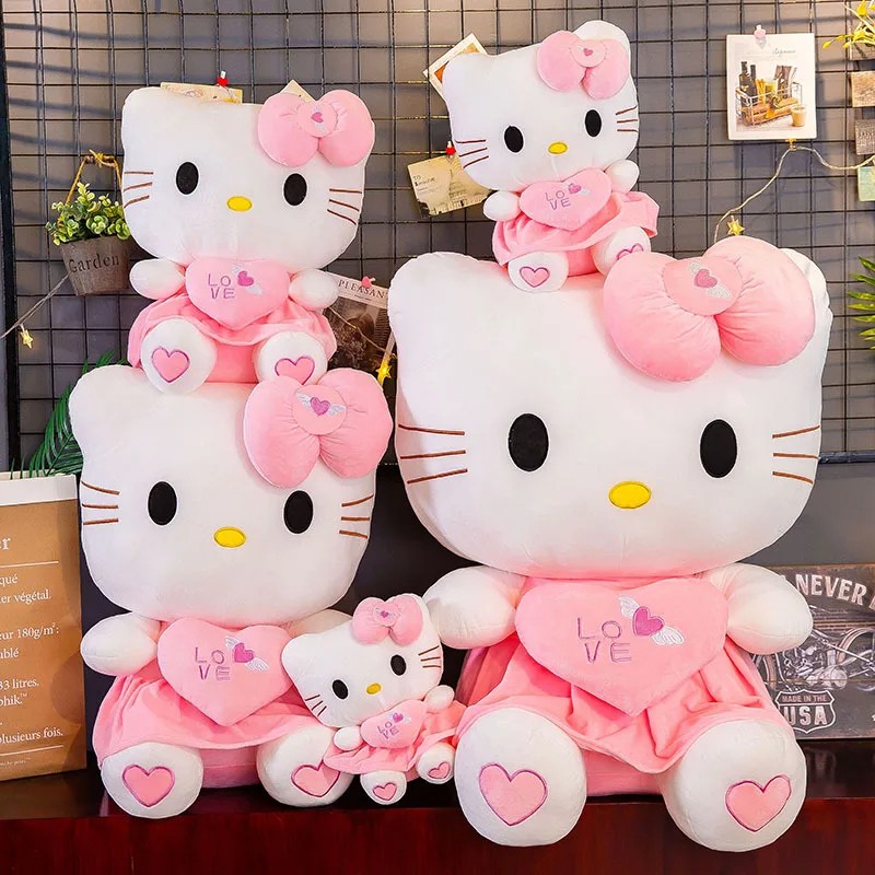 Sanrio Hello Kitty Cat Plush Toys - Cartoon KT Cat Plushie Doll, Soft Stuffed Anime Pillow