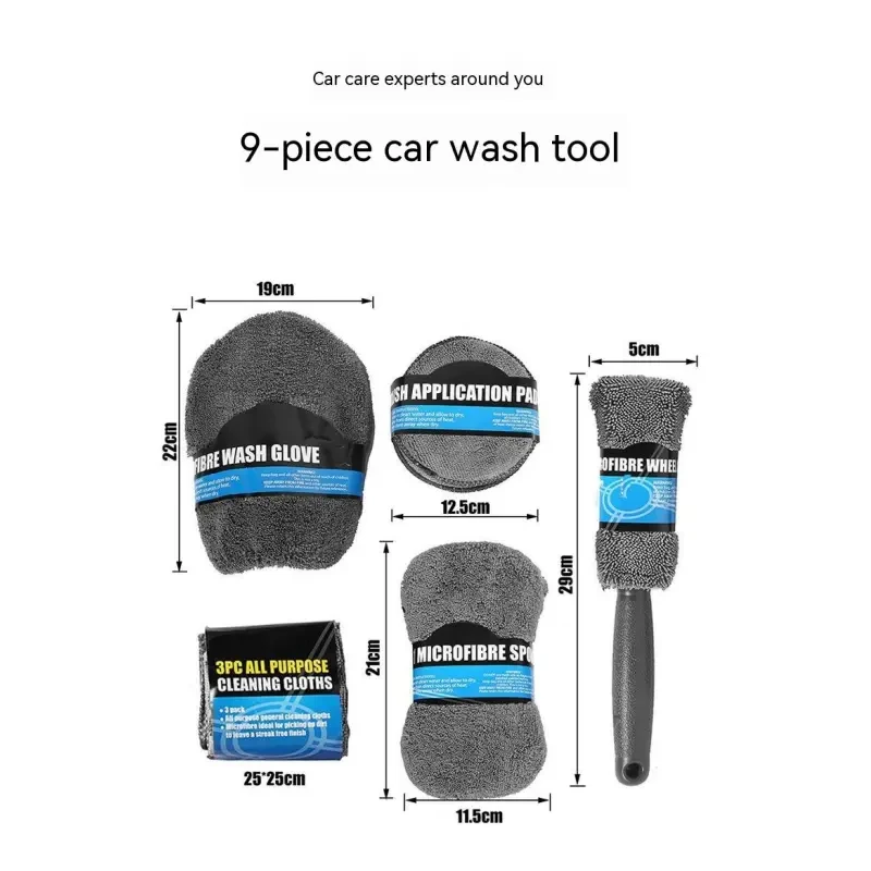9-piece Car Wash Cleaning Set Washing Tools