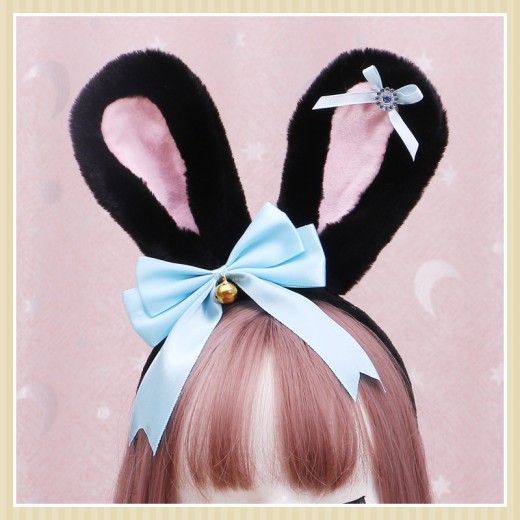 Lolita Animal Ears Accessories Diamond Bowknot Plush Rabbit Ears Headband