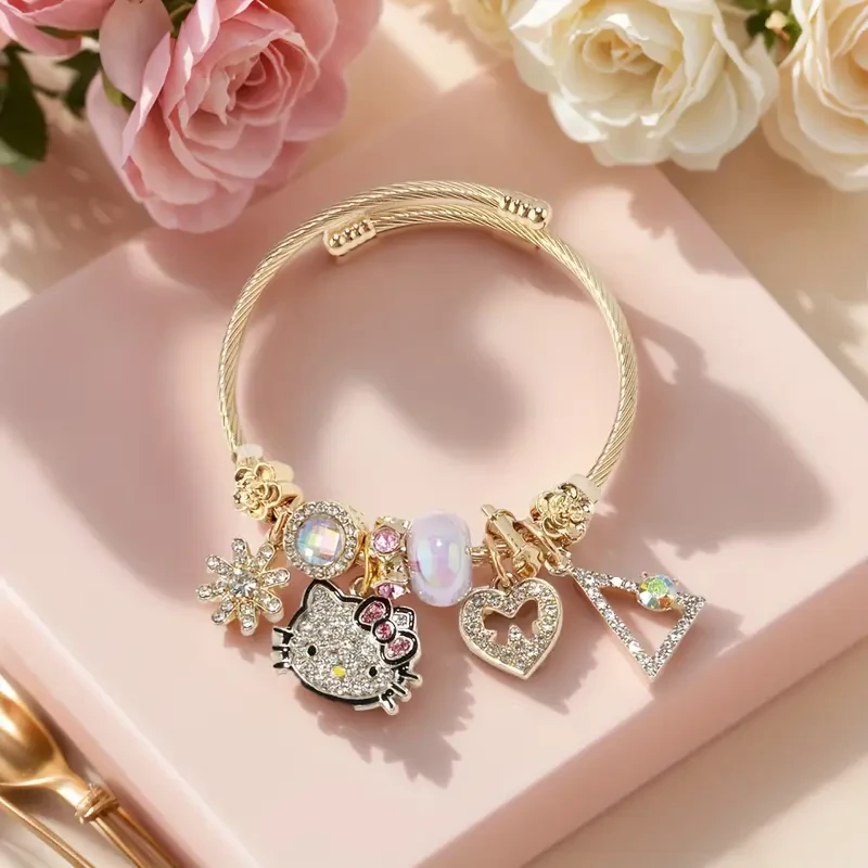 Sanrio Hello Kitty Charm Bracelet with Synthetic Synthetic Zirconia Pendant