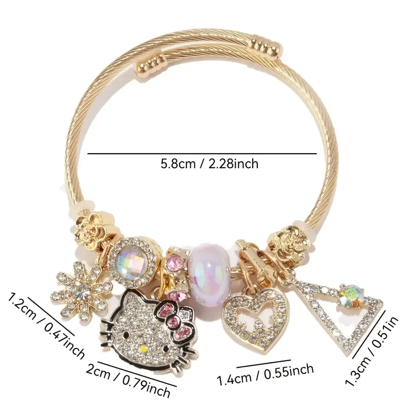 Sanrio Hello Kitty Charm Bracelet with Synthetic Synthetic Zirconia Pendant