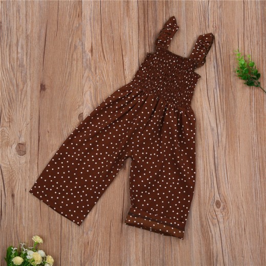 Polka Dot Brown Thin Non-hooded Jumpsuit