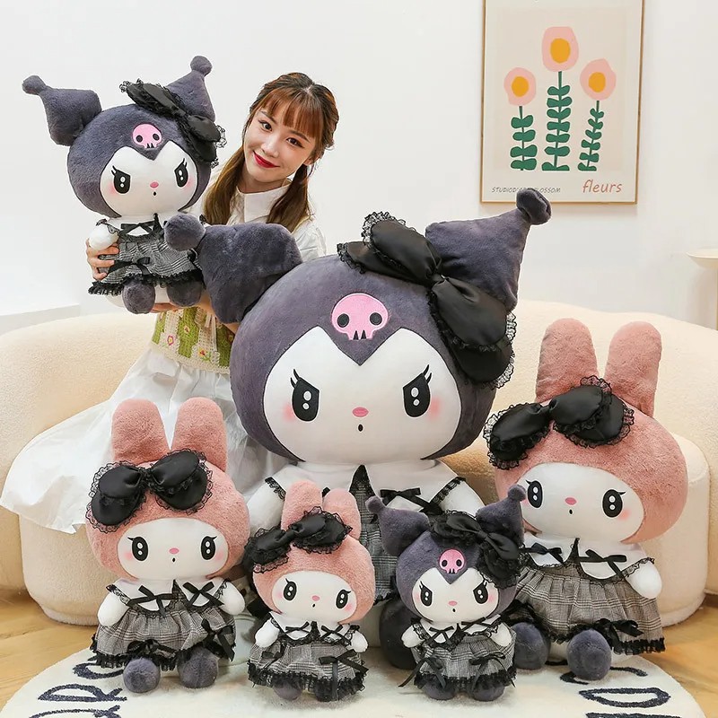 Oversized Sanrio Hello Kitty, Kuromi, and Melody Stuffed Toys