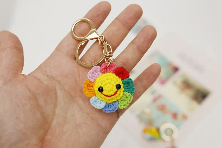 Sunflower Hand Crocheted Small Pendant Woven Keychain
