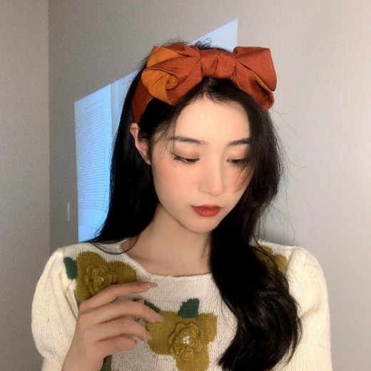 Retro Solid Color Three-dimensional Multilayer Bow Headband