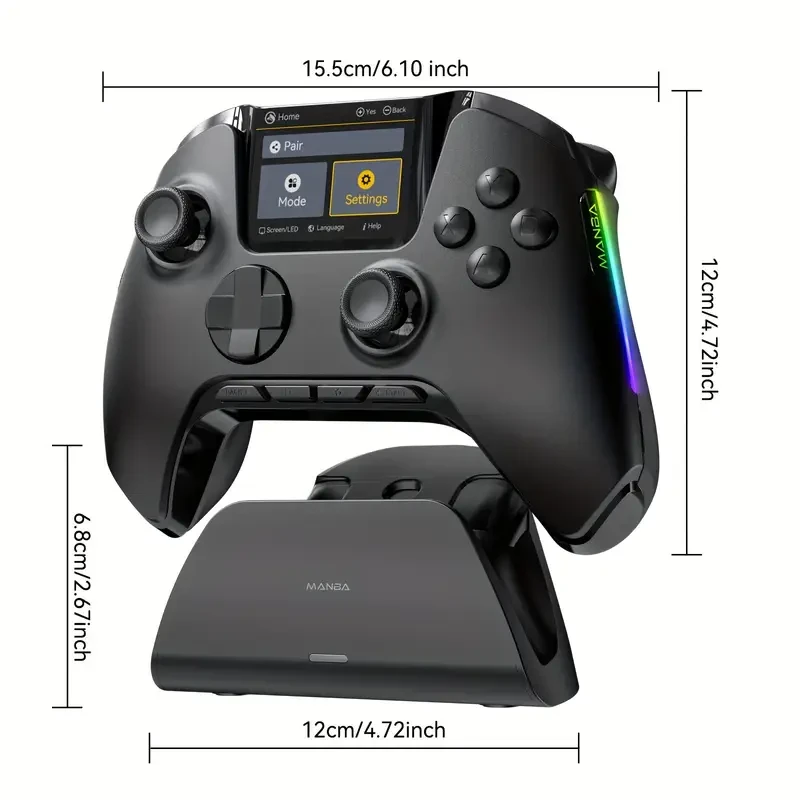 (No Drift)Interactive Screen Wireless Gaming Controller for PC/Switch/iOS/Android/Steam Deck