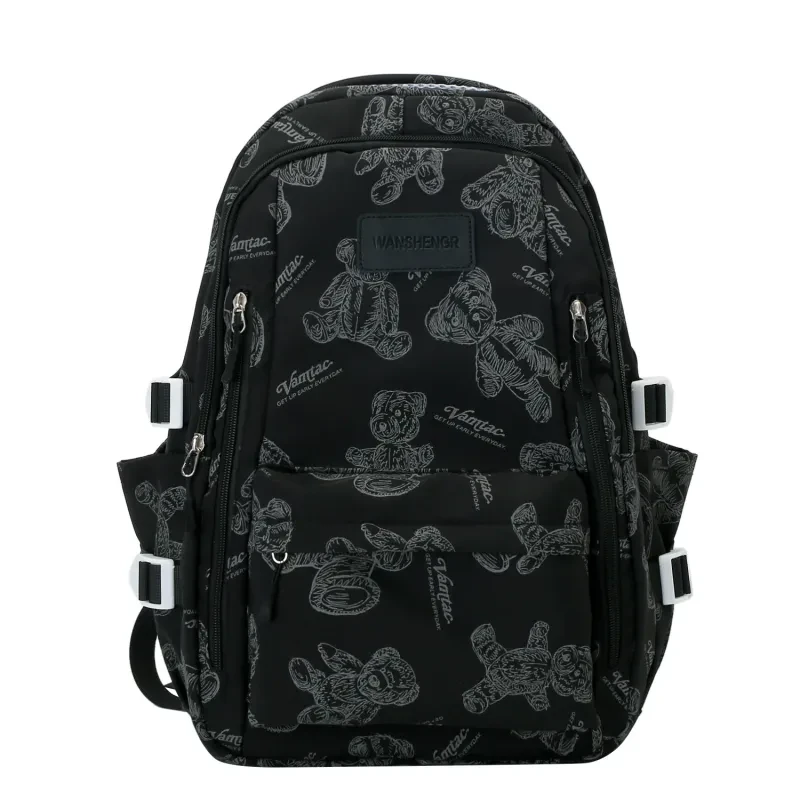 Cute Bears Print Backpack Fashion Versatile Large Capacity Travel Bags Women